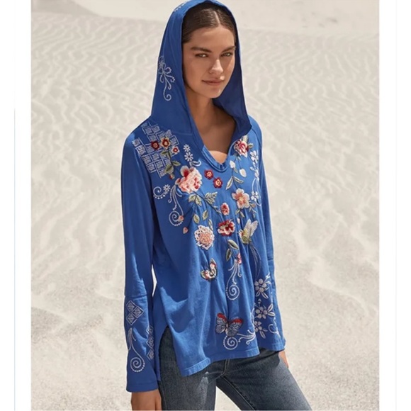 Johnny Was Royal Blue Embroidered Hoodie - Picture 3 of 3